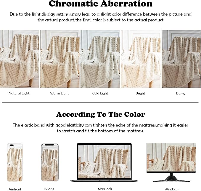 NEWCOSPLAY 3D Waffle Checkered Flannel Twin Blanket, Linen, 60"x80" | Super Soft Cute Lightweight Decorative Premium Silky Fleece Blanket for Couch Sofa Bed, Gift for Women Men, All Season Use