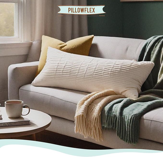 Pillowflex Synthetic Down Pillow Insert 16x48 in - Karate Chop Pillow | Large Rectangle Sham Form, Plush Polyester Cotton Blend, Cloud-Like Comfort, Clump-Resistant Fill, Smooth Elegant Finish
