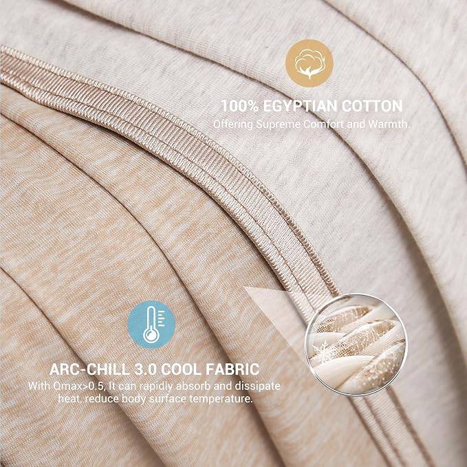 Elegear Revolutionary Cooling Blanket Queen Size Absorbs Heat, Keep Adult/Children/Babies Cool on Warm Nights, Japanese Q-Max>0.4 Arc-Chill Cooling Fiber, Summer Blanket for Night Sweat - Beige,Adult | Q-Max>0.5 Cooling Fabric, Absorbs Heat to Keep Bod...