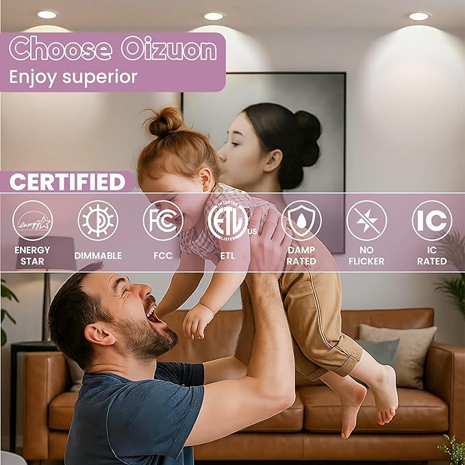 LED Recessed Lighting 6 Inch – 96 LED 5CCT 2700K–6500K Canless Wafer Downlight 16M Colors, Music Sync, Smart App & Voice Control, 1100 Lumens Dimmable RGBCW, Timer for Home & Kitchen – 6 Pack