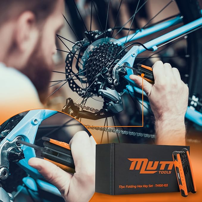 Mutt Tools 25pc Folding Allen Key Set – Compact SAE & Metric Tool for Bikes, DIY, Archery – Color-Coded, Allen Wrenches Sets Stamped with Sizing Info