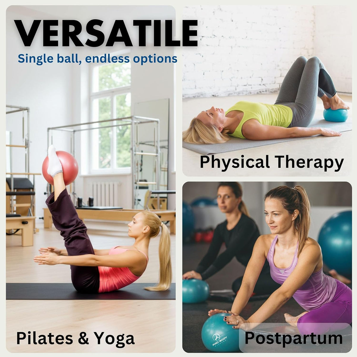 ProBody Pilates Ball 9 Inch - Small Exercise Ball for Core Stability, Yoga, & Physical Therapy