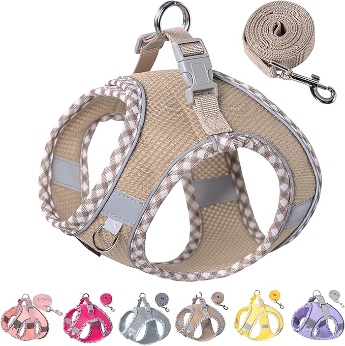 Petank Dog Harness for Small Medium Dogs No Pull, Puppy Harness and Leash Set for Walking, Running, Training, Small Dog Harness, Medium Dog Harness (Brown, XXS)