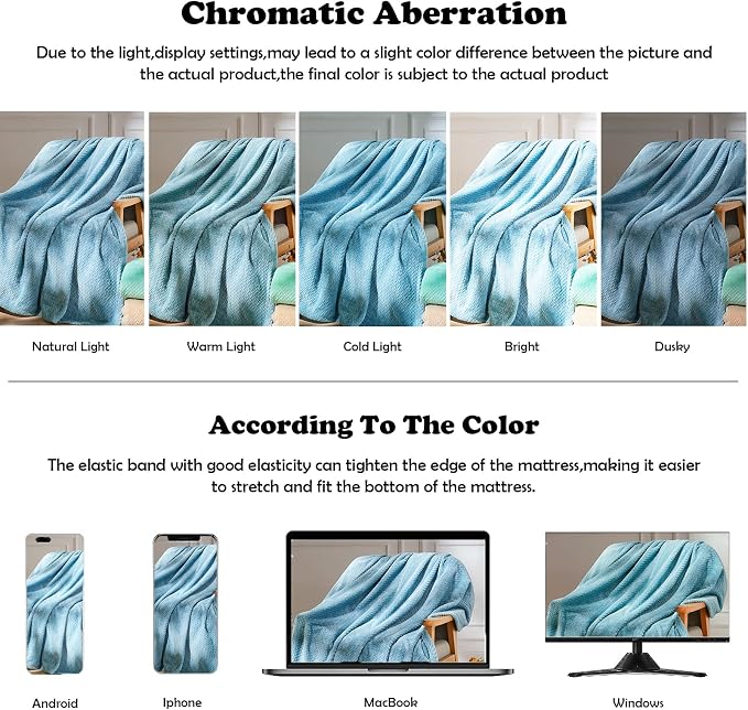 NEWCOSPLAY Fleece Leaves Pattern Queen Blanket, Light Blue, 90"x90" | Super Soft Throw Blanket, Lightweight Cozy Bed Sofa Blanket, Premium Silky Flannel Fleece, Travel Blanket for All Season Use