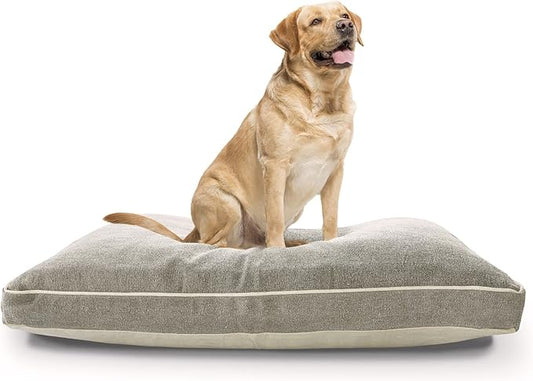36" Gray and White Solid Stonewash Pillow Dog Bed with Removable Cover