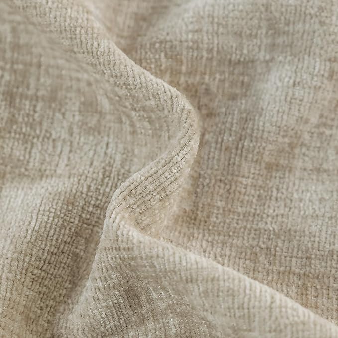CaliTime Decorative Couch Throw Pillow Covers 18 X 18 Inches Taupe | Pack of 2, Cozy Chenille Cushion Cases, with Pom Poms for Sofa Bed Living Room Farmhouse Home