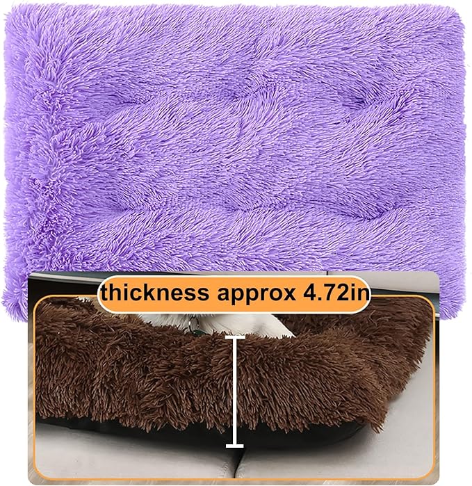 Dog Crate Mat, Dog Bed for Large Dogs, Comfy Fluffy Kennel Pad Anti-Slip for Dog beds & Furniture, Quilted Dog Bed for Pets for Medium/Small Dogs Cats (Color : Purple, Size : 16.9x11)