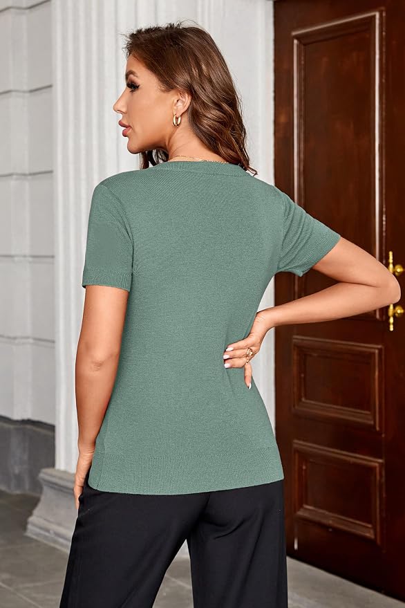 Arach&Cloz Women's Wool Blend Spring Summer Lightweight Business Casual Sweater Tops 2026
