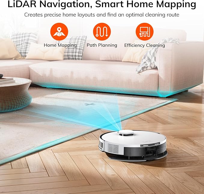 ILIFE A30 Pro Robot Vacuum and Mop,10000Pa Max Suction | 60 Days Self Emptying, LiDAR Navigation, 150 Min Max, App, Remote & Voice Control, Ideal for Hard Floors, Carpet & Pet Hair