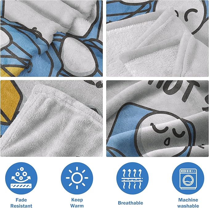 Funny Birthday Gift for Dad Husband, Dad is Not Sleeping Blanket | Dad Gifts from Daughter Son, Super Soft Throws Blanket for Couch and Napping, 60" x 80" (Gray)