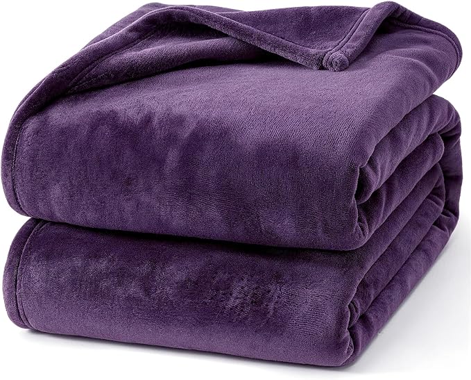Hansleep Full Purple Fleece Blanket, Soft Flannel Bed Blanket | Fuzzy Cozy Blanket 84x90 Inches, Multi-use for Bed, Sofa, Couch, Travel, Camping, All Season Warm Lightweight Cover