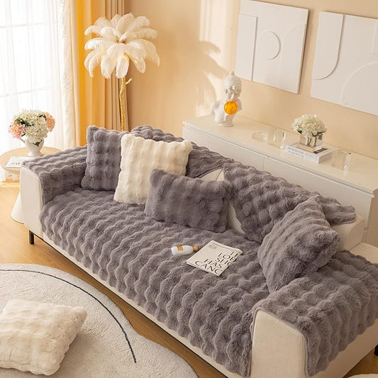 Couch Covers For Dogs,Funny Fuzzy Pet Couch Cover,Plush Solid Colour Non-Slip Couch Cover,Big Dog Bed Blanket, Washable Soft Plush Throw Protector For Bed Couch Car Sofa (35.73x35.43in, Dark Grey)