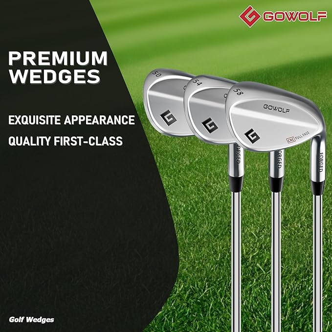Gowolf Forged Golf Wedges 50/52/54/56/58/60/69 Degree Single or Sets for Men, Right Hand Premium Full Face Gap Wedge Sand Wedge Lob Wedge Golf Club, Great Golf Gifts - CNC Milled Face for More Spin