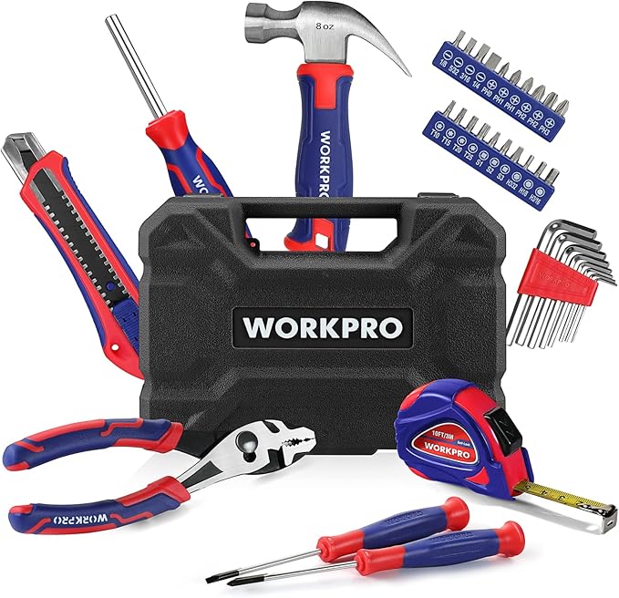 WORKPRO 35-Piece Tools Set, General Household Tool Kit with Storage Toolbox, Basic Tool Set for Home, Garage, Apartment, Dorm, New House, Back to School, and as a Gift