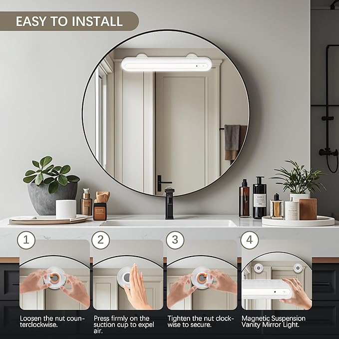 15" Vanity Lights for Mirror, Rechargeable Battery Operated Mirror Lights with Remote Control, 3 Temp&Adjustable Brightness Makeup Light, Cordless Lighting for Vanity Desk (White-2Pack)