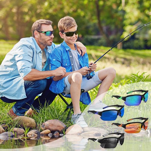 GGSTDDUP 4 Pack Polarized Sports Sunglasses for Men Women Baseball Cycling Running Fishing UV Protection Sun Glasses Lightweight Half Frame Goggles