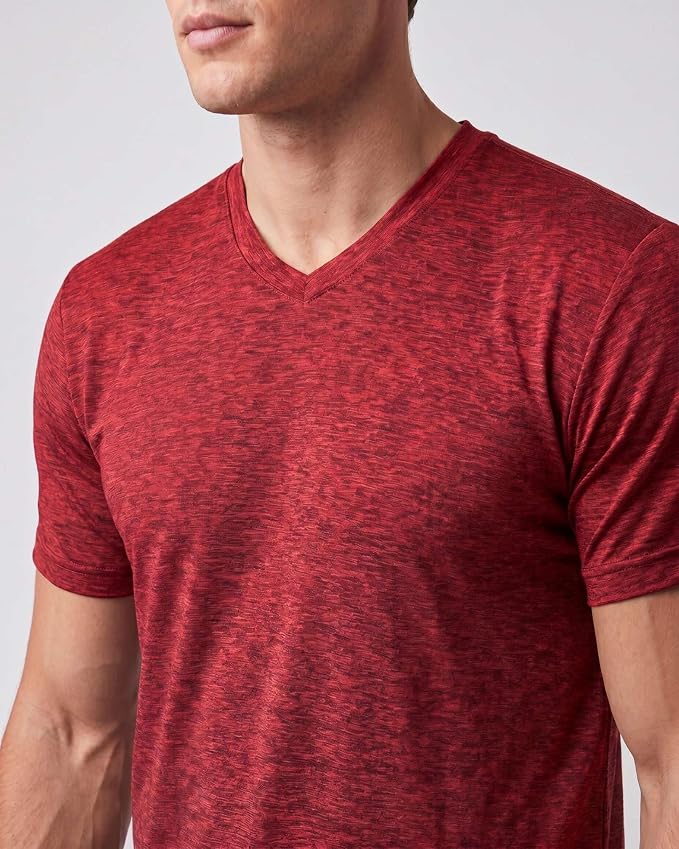 5 Pack Men's Dry Fit V Neck Gym Workout T Shirts Athletic Moisture Wicking | Cooling, Quick Dry, Breathable, Short Sleeve, Exercise, Cycling, Sports, Outdoor, Fitness, Golf, Crossfit, Hiking, Tennis