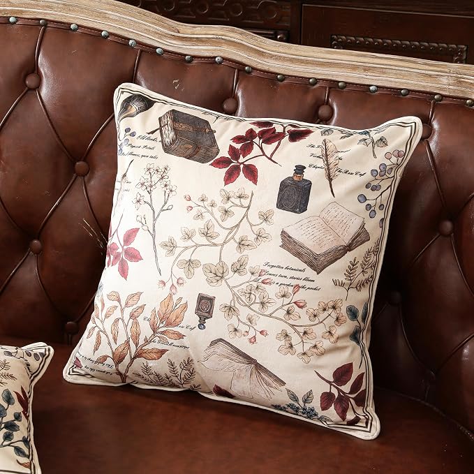 Designer Vintage Velvet Throw Pillow Cover,18"x18"-Xipeia | Pillow Cover,Concealed Zipper Design,Dragonfly Pattern,Sofas,Bedroom,Living Room,Lounge Chairs,All Season Home Decor