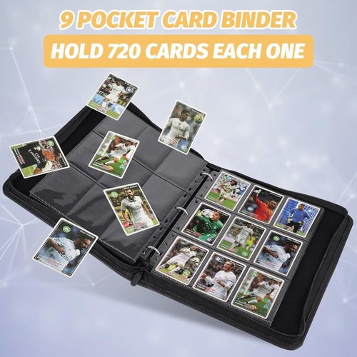 GERMUN 9 Pocket Card Binder - Premium Zip Trading Card Album for MTG, TCG & Sports Cards | Dark Blue, 720 Double-Sided Pockets