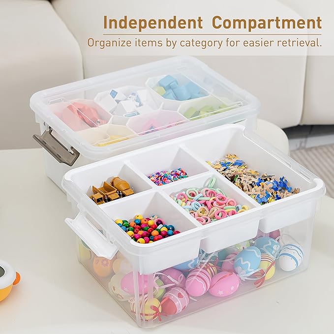 Citylife 17 QT Plastic Storage Bins Clear Storage Box with Lids Multipurpose Stackable Storage Containers for Organizing Tool, Craft, Crayon, 4 Packs