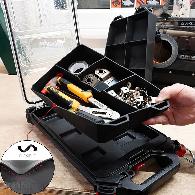 StealthMounts Double FlexiTray | Flexible Tool Trays Compatible with Milwaukee PACKOUT | Organiser for Tools, Nuts, Bolts & Parts | Workshop, Garage & Van Storage | Made in The UK