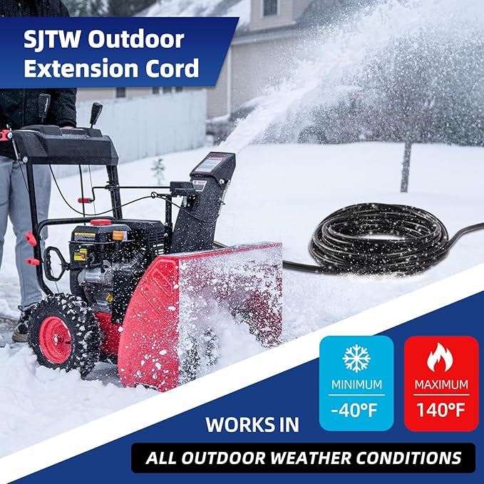 15 FT Outdoor Extension Cord with Multiple Outlets, 12 Gauge Heavy Duty Black Extension Cord Waterproof with 3 Outlet, 3 Prong Power Cord for Garden and Home Use Indicator Light, ETL Listed