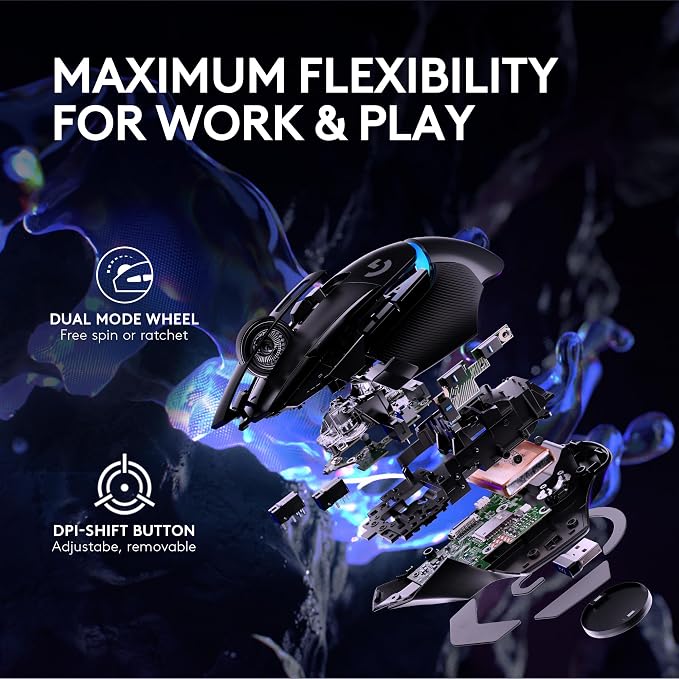 Logitech G502 X Plus Wireless RGB Gaming Mouse - Black | Optical Switches, RGB, 13 Buttons , Infinite Scroll Toggle, <130 hr Battery, USB-C, Wireless Charging Capable, for PC/MacOS