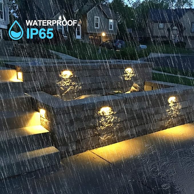 LED Hardscape Light 7 Inch 1.5W Deck Step Paver Wall Garden Pathway Lamp, Warm White 2700K, 12V Low Voltage AC/DC, Outdoor IP65 Waterproof 10 Pack