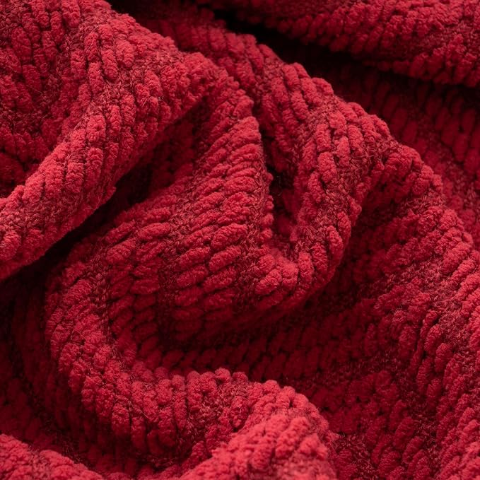 BATTILO HOME Red Throw Blanket for Couch, Knit Christmas Throw Blanket for Home Decor, Super Soft Cozy Warm Red Christmas Blanket for Winter, 50" x 60"