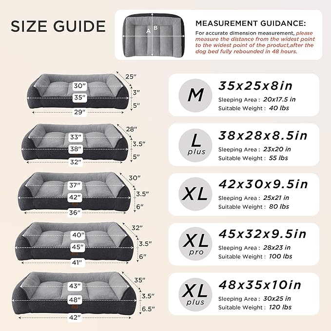 Bedsure SupportMax™ XL Orthopedic Dog Beds Large Sized Dog - Extra Thick Supportive Dogs Couch with Waterproof Washable Cover, Extra Large Comfort Pet Sofa with Soft Sherpa & Nonskid Bottom, Grey, 42"