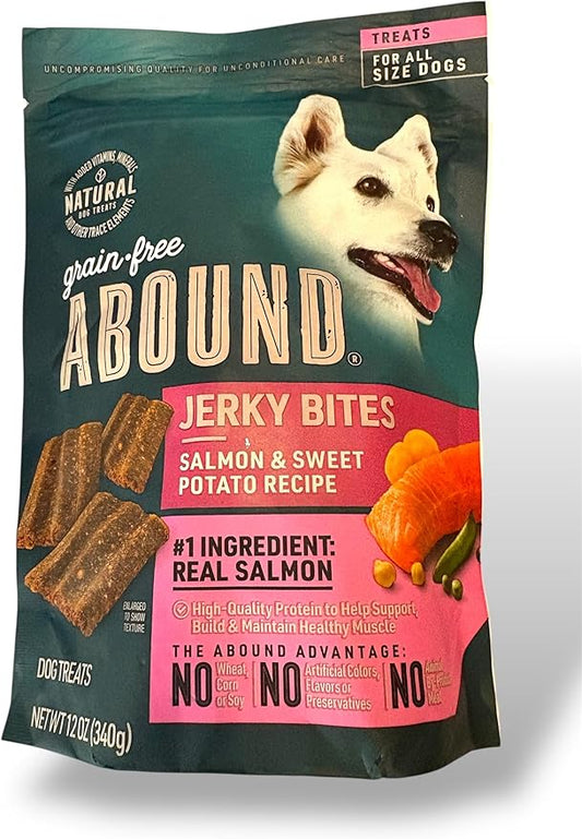 Abound Grain Free Natural Salmon & Sweet Potato, Jerky Bites Dog Treats - 12 Oz