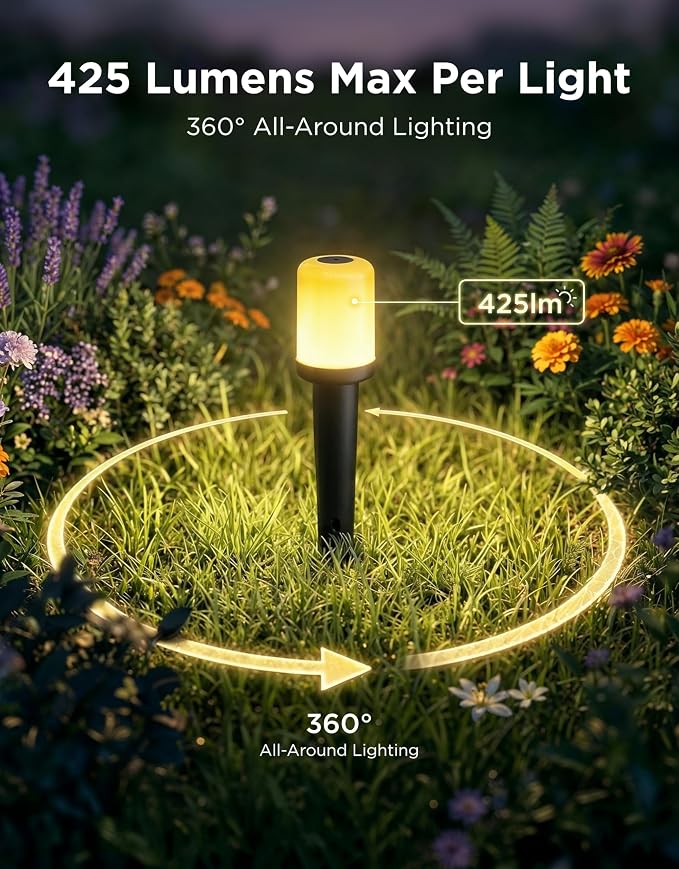 Govee Outdoor Cylinder Pathway Lights, 4 Pack, 425 Lumens, IP67 Waterproof | 60+ Preset Scene Modes, Outdoor Decor for Path, Patio, Garden, Lawn, Compatible with Alexa, Google Assistant, Matter