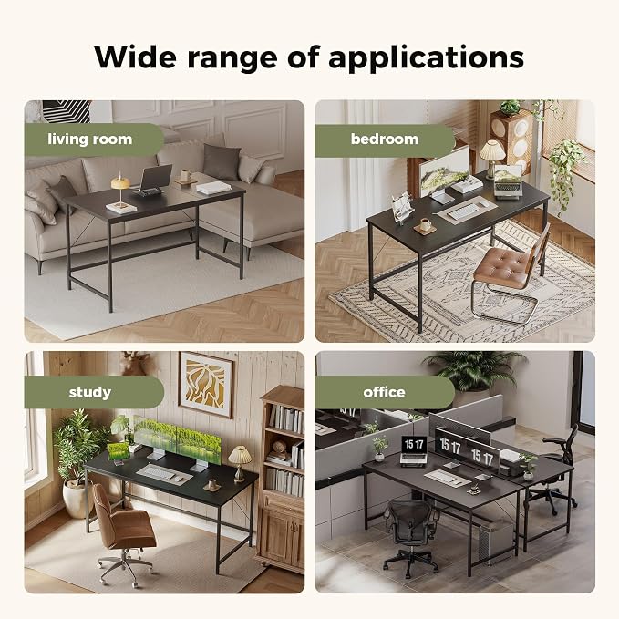 Mericonia 48x20 Inch Computer Desk, 0.6" Thick Small Office Table | Modern Simple Style, Small Study & Writing Table for Home Bedroom Work, Black