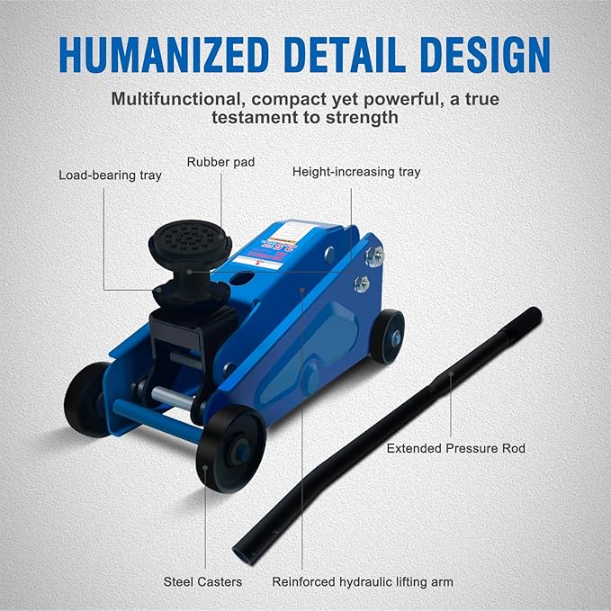 Mini Hydraulic Jack 2.5 Ton (5500lbs)/Floor Jack with Heightening Gasket,Lifting Range 4.13"-17"