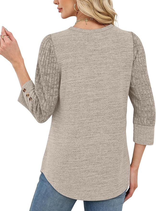 WIHOLL 3/4 Length Sleeve Womens Tops Sweaters Shirts Lightweight Spring Outfits 2026 Winter Clothing S-2XL