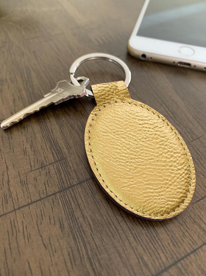 LaserGram Oval Keychain, Off Road Racer, Personalized Engraving Included (Gold)
