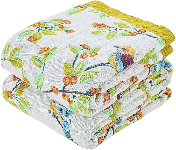 XIBLC Boho Throw Blanket for Bed, 100% Cotton Soft Rustic Quilt Fall Blanket, 60"x80" Floral Printed Farmhouse Decor Bed Blankets, All Season Rustic Reversible Bohemian Throw Quilt