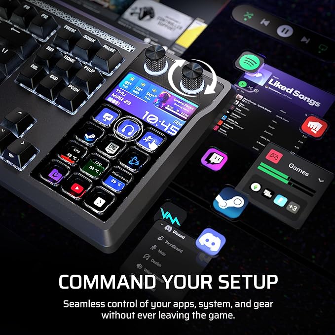 Corsair Galleon 100 SD RGB Mechanical Wired Gaming Keyboard – QWERTY US, Stream Deck-Integrated, Pre-Lubed MLX Pulse Thocky Hotswappable PBT Double-Shot Switches, FlashTap SOCD, 8,000Hz – Black