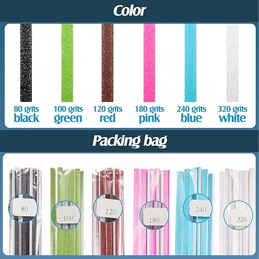 Honoson 70 Pcs Sanding Sticks Polishing Sticks Fine Sanding Twig Coded Abrasive Sand Twig for Plastic Model Assorted Metal and Wood Sand Tool Accessory for Craft (Low Grits Rating,Simple Style)
