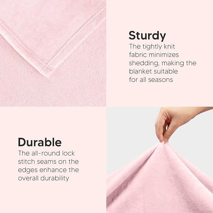 Utopia Bedding Ultra Soft Fleece Bed Blanket Twin Size Pink (60x80 Inches) | Microfiber Plush Warm Lightweight Breathable Cozy Blanket Anti-Static, All Season Use, Gift for Women and Men