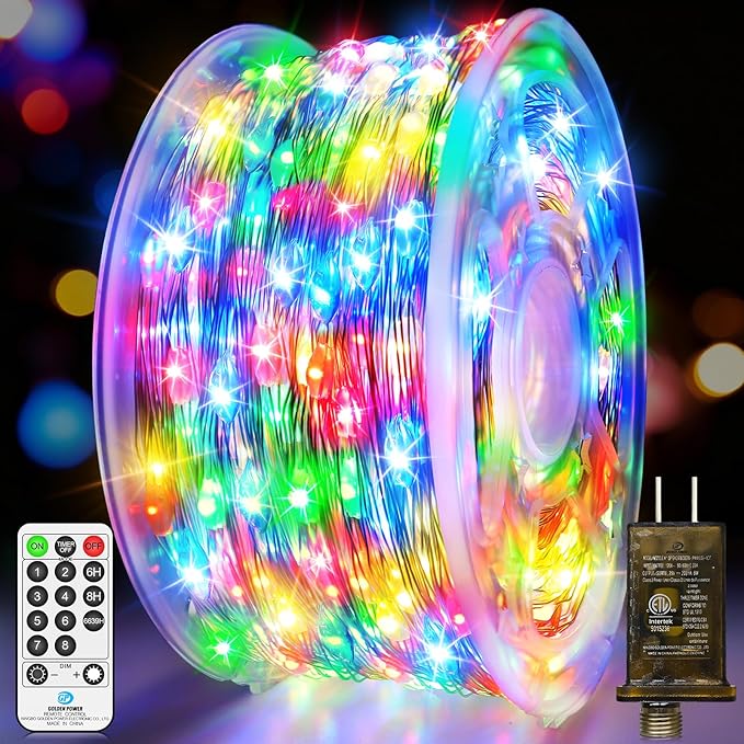132 FT 400 LED Fairy Lights Plug in Christmas String Lights Outdoor Waterproof Twinkle Lights with Timer 8 Modes Memory for Holiday Wedding Party Tree Wall Bedroom Garden Decorations-Multicolored