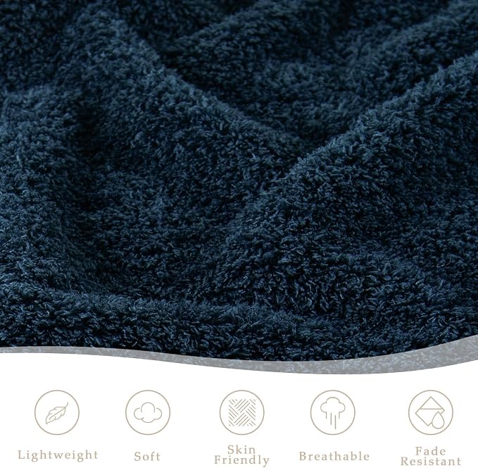 Exclusivo Mezcla Fleece Bed Blankets King Size for Bed, 90" x 104" | Super Soft and Cozy Fluffy Blanket for Women, Lightweight and Fuzzy Large Blanket for Bedroom , All Season, Navy Blue