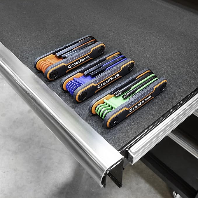 Great Neck 74206 25 Piece Folding Star, SAE, And Metric Hex Key Set, Allen Key Set, Labeled Wrench Sizes, Adjustable, Color Coded Body for Easy Identification