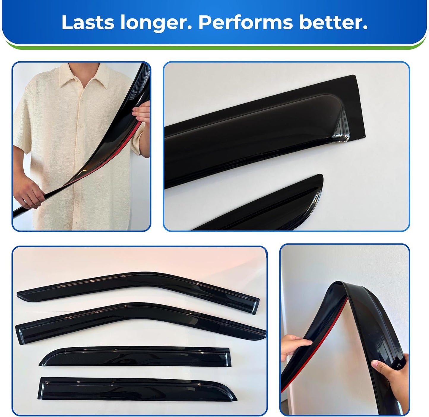 KPY Window Visor Compatible with Honda CR-V 2002-2006 (CRV), 4PC Rain Guard Side Window Vent Deflectors Tape-On Mugen Style, 2002 2003 2004 2005 2006