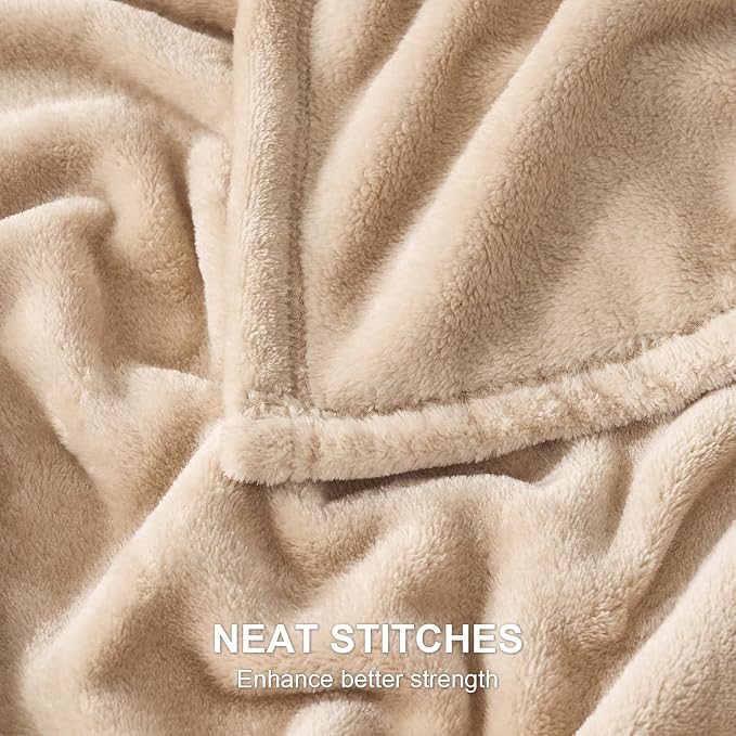 Hansleep Queen Light Camel Fleece Blanket, Soft Flannel Bed Blanket | Fuzzy Cozy Blanket 90x90 Inches, Multi-use for Bed, Sofa, Couch, Travel, Camping, All Season Warm Lightweight Cover