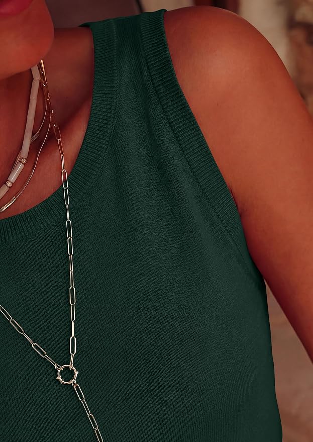 PRETTYGARDEN Sleeveless Sweater Tops for Women 2026 Summer Dressy Ribbed Tank Tops Spring Business Casual Work Shirts Blouses