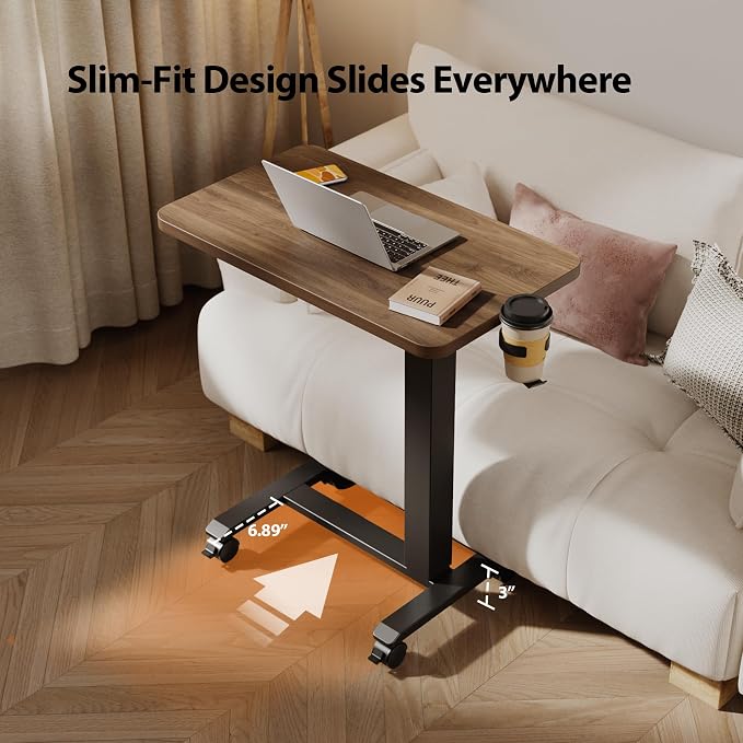 Agilestic 26*16 Inch Height Adjustable Electric Standing Desk, Dark Walnut | Sit Stand Up Computer Desk, with Wheels, Memory Presets, Stable Steel Frame, 88 lbs, Easy Assembly, Home Office, Studying
