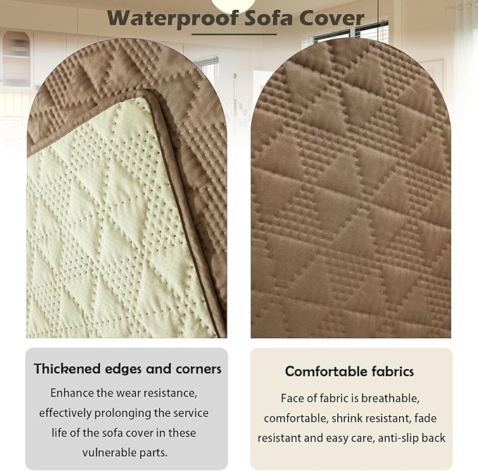 Waterproof Dog Bed Cover Pet Blanket, Soft Pet Couch Covers for Sofa Washable, Bed Couch Sofa Furniture Protector for Puppy Cat Kids (Khaki,210 * 305 CM)
