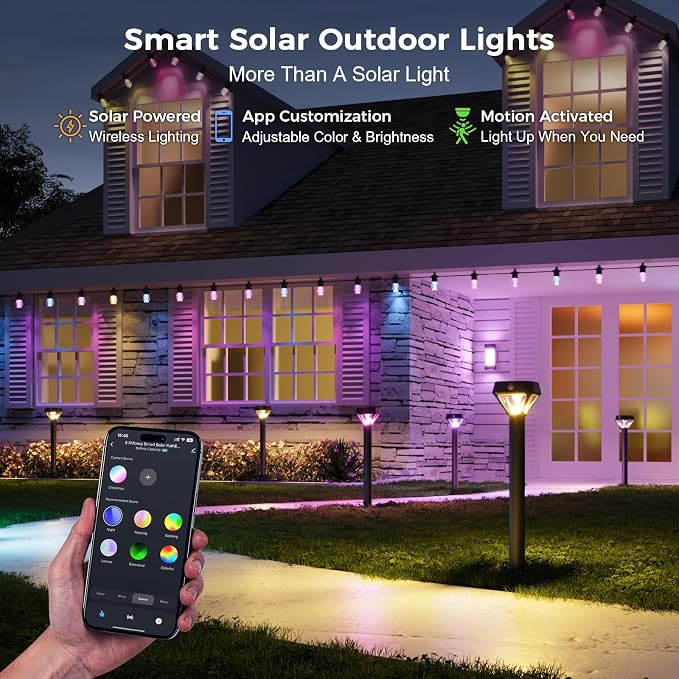 XMCOSY+ Smart Solar Pathway Lights, Motion Sensor Outdoor Light, 6 Pack | Smart Gateway Included, App & Voice Control Landscape Lights Solar Powered, RGBCW DIY Light, Auto Schedules, IP65 Waterproof