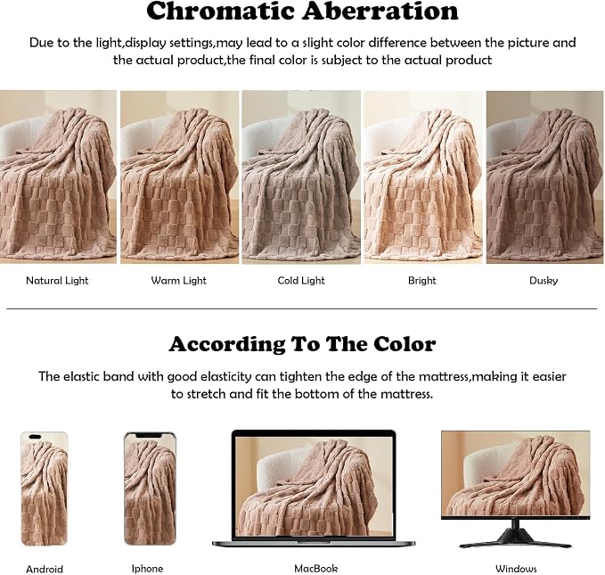 NEWCOSPLAY 3D Checkered Flannel Twin Blanket, Taupe Checkered, 60"x80" | Super Soft Cute Lightweight Decorative Premium Silky Fleece Blanket for Couch Sofa Bed, Gift for Women Men, All Season Use